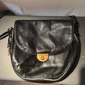 Fossil Emi saddlebag Black Leather Flap Crossbody